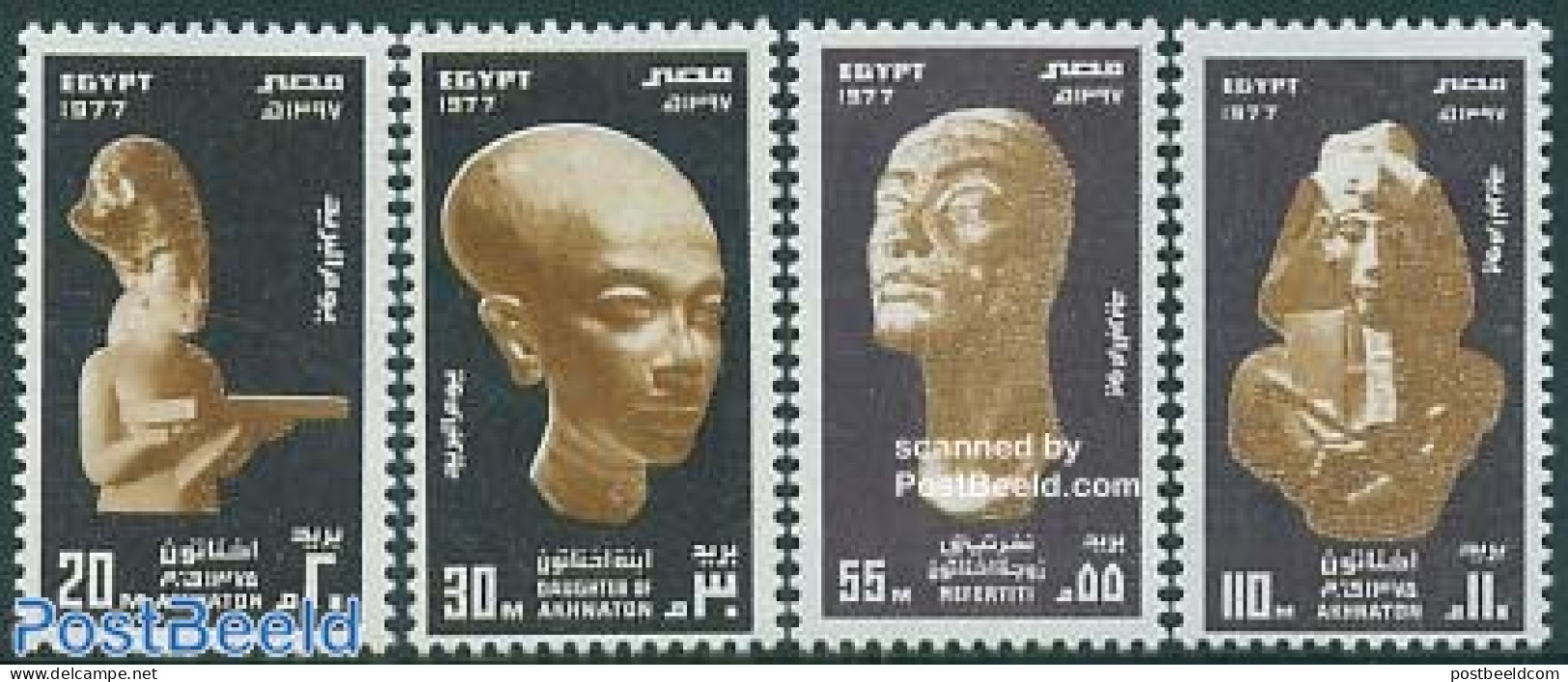 Egypt (Republic) 1977 Postal Day, Sculptures 4v, Mint NH, Art - Sculpture - Neufs
