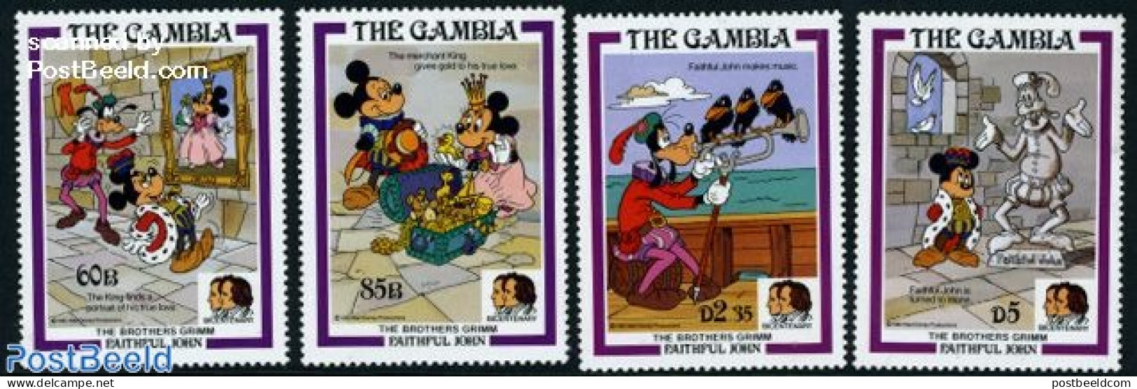 Gambia 1985 Grimm/Disney 4v, Mint NH, Art - Disney - Fairytales - Disney