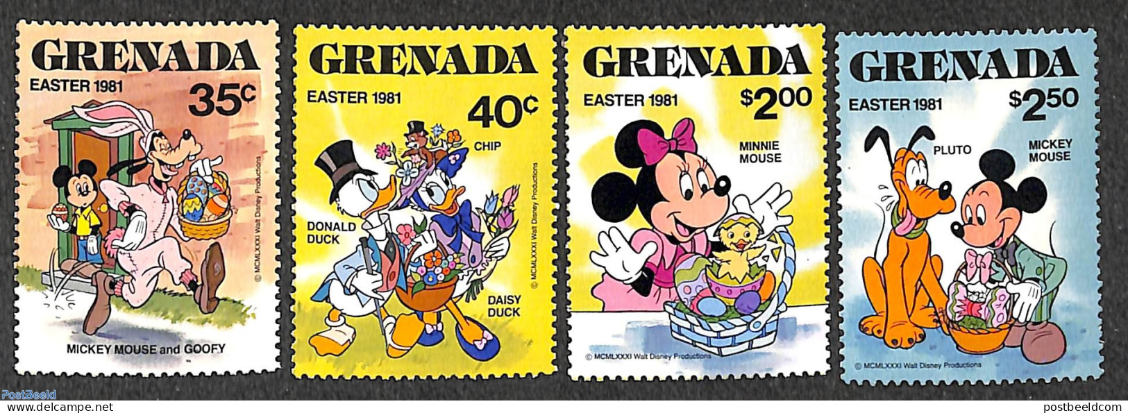 Grenada 1981 Easter, Disney 4v, Mint NH, Art - Disney - Disney
