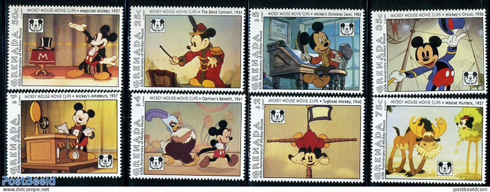 Grenada 1993 65 Years Mickey Mouse 8v, Mint NH, Art - Disney - Disney