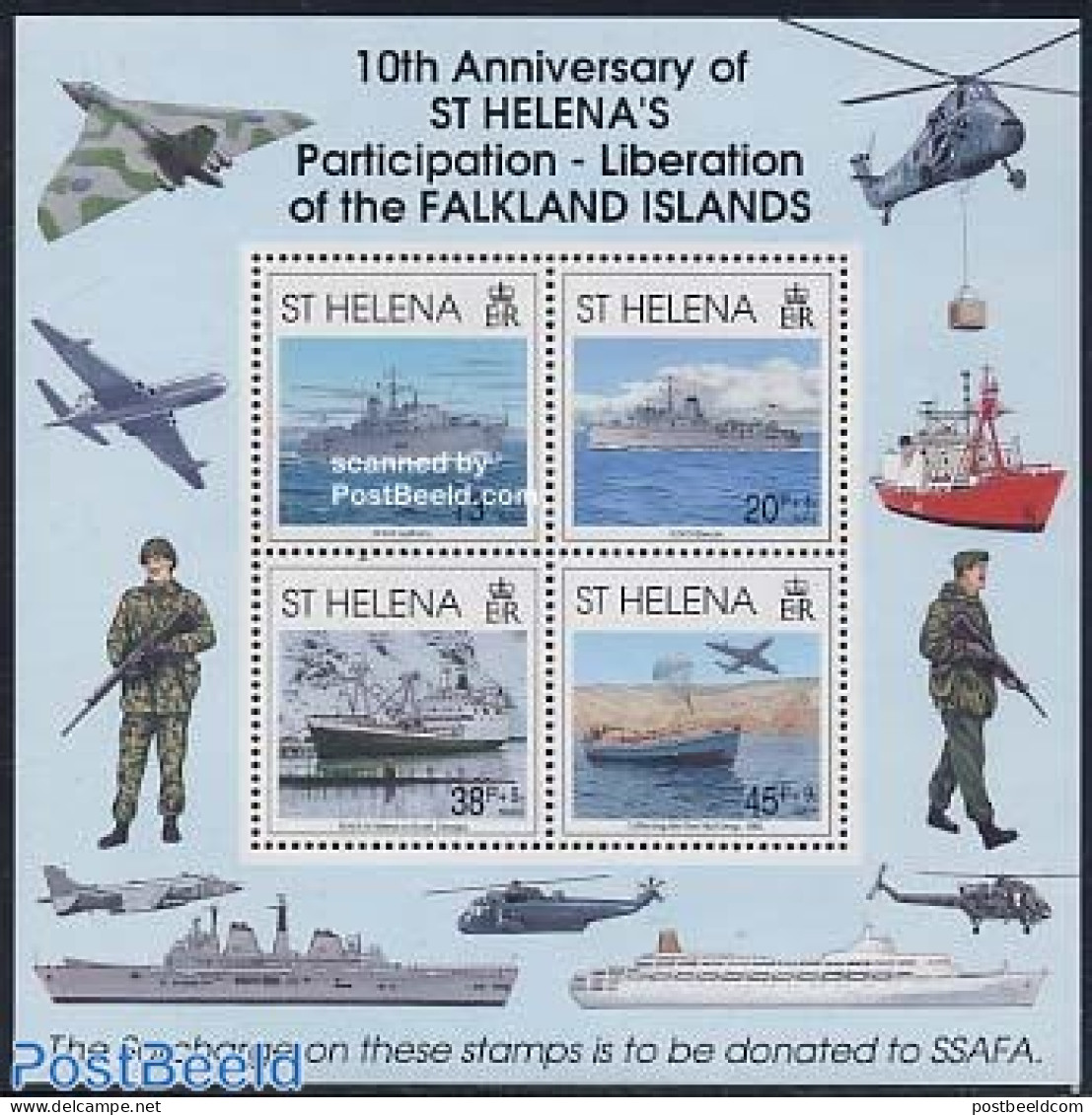 Saint Helena 1992 Falklands Liberation S/s, Mint NH, History - Transport - Militarism - Helicopters - Aircraft & Aviat.. - Militares