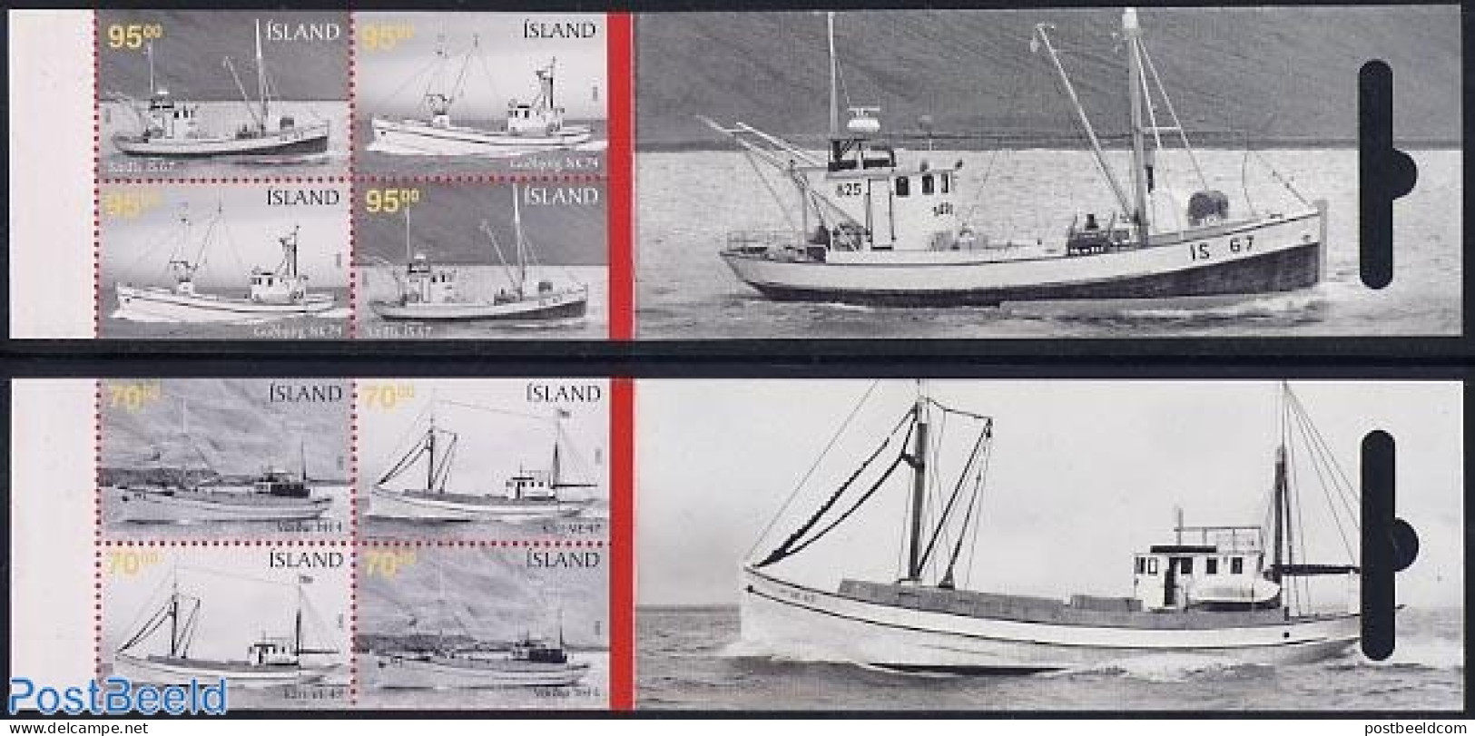 Iceland 2005 Old Fishing Boats 2x4v In Booklets, Mint NH, Nature - Transport - Fishing - Stamp Booklets - Ships And Bo.. - Ungebraucht