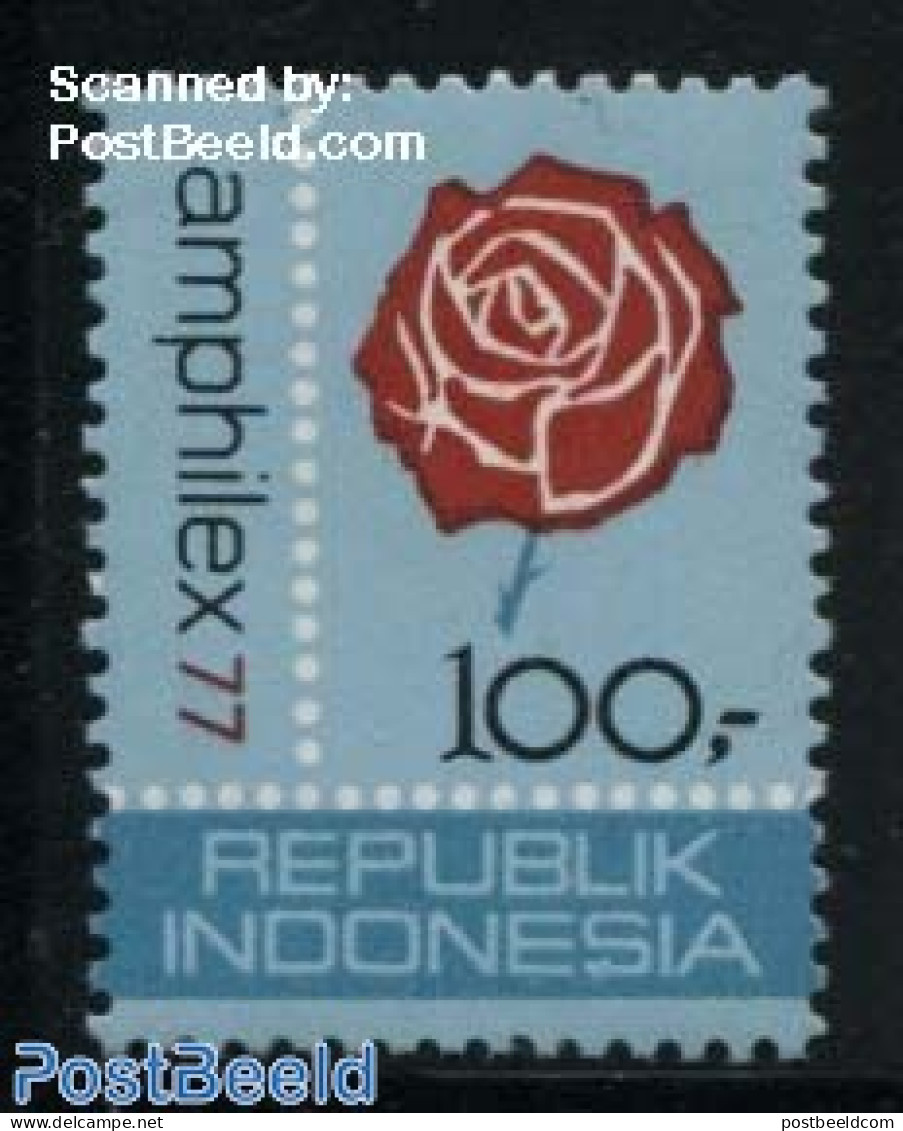 Indonesia 1977 Amphilex 1v (from S/s), Mint NH, Nature - Flowers & Plants - Roses - Indonesien