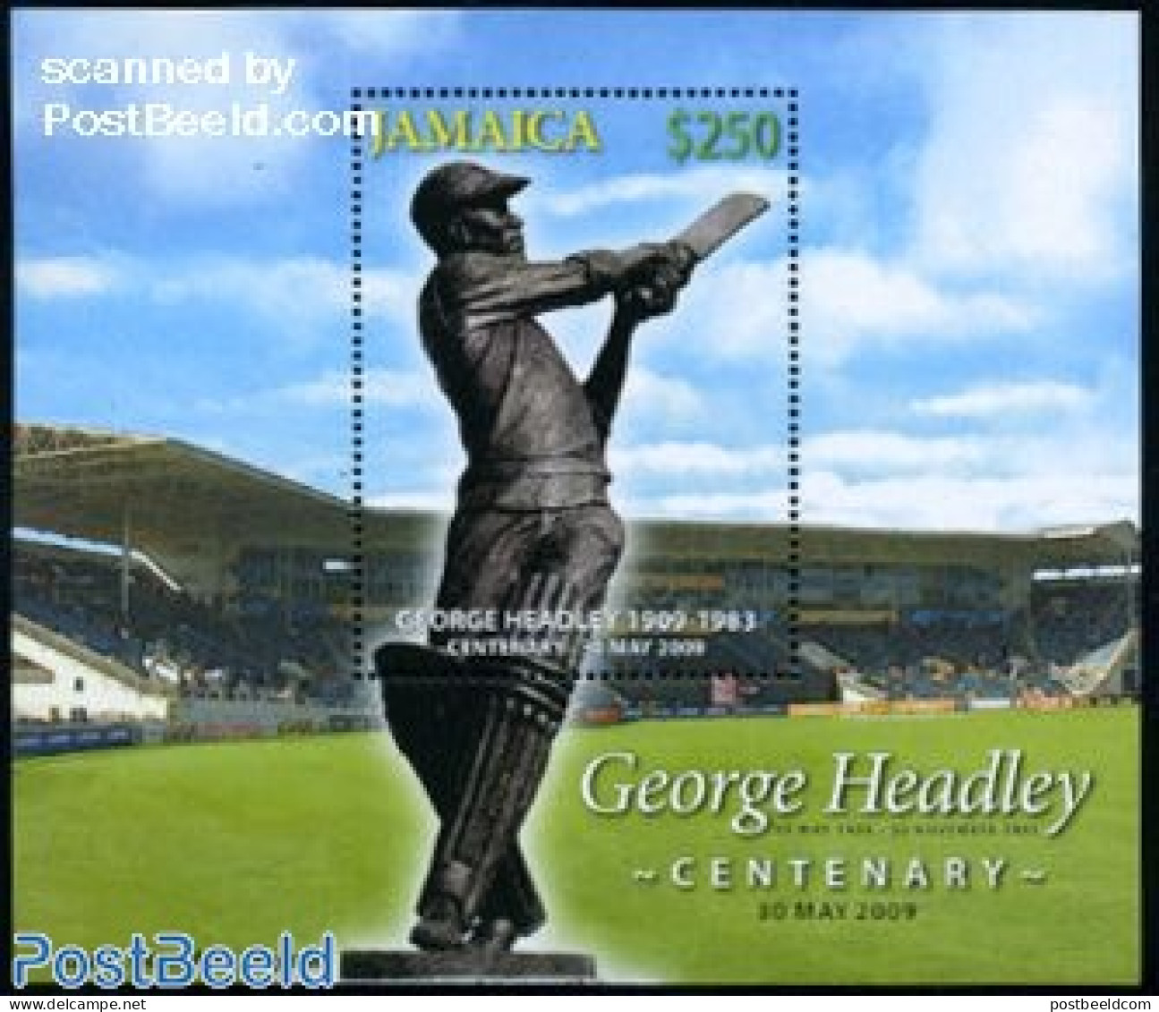 Jamaica 2009 George Headley S/s, Mint NH, Sport - Cricket - Sport (other And Mixed) - Art - Sculpture - Cricket