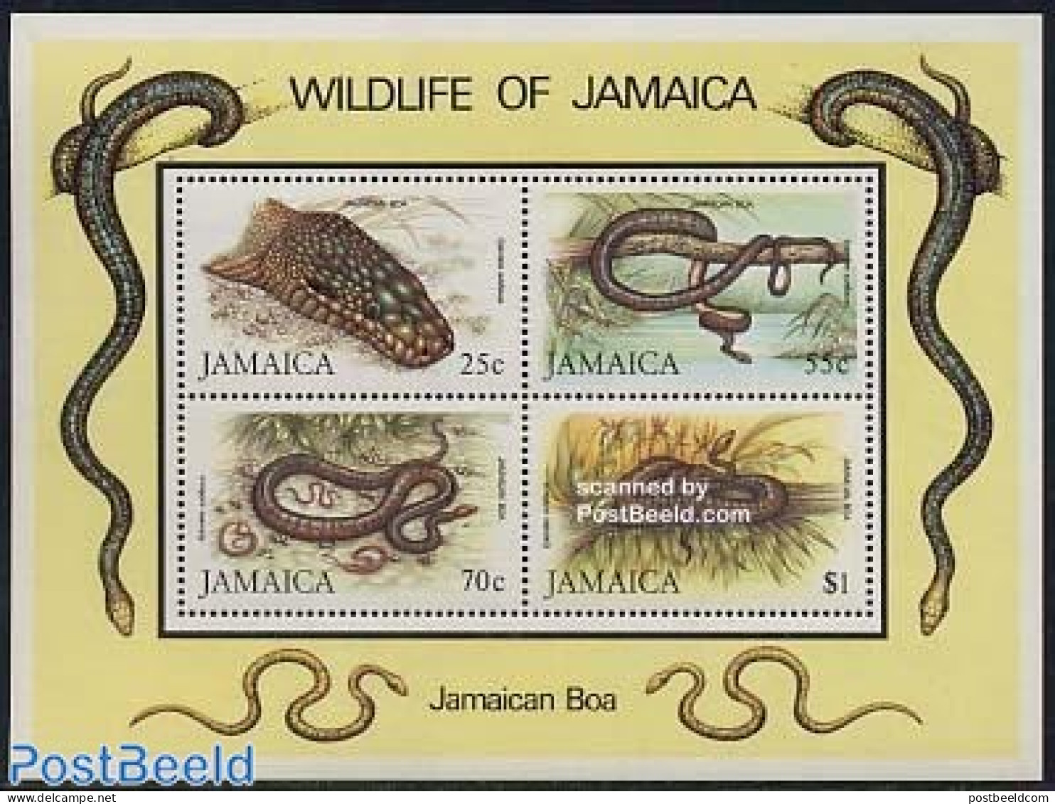 Jamaica 1984 Jamaican Boa S/s, Mint NH, Nature - Reptiles - Snakes - Jamaica (1962-...)