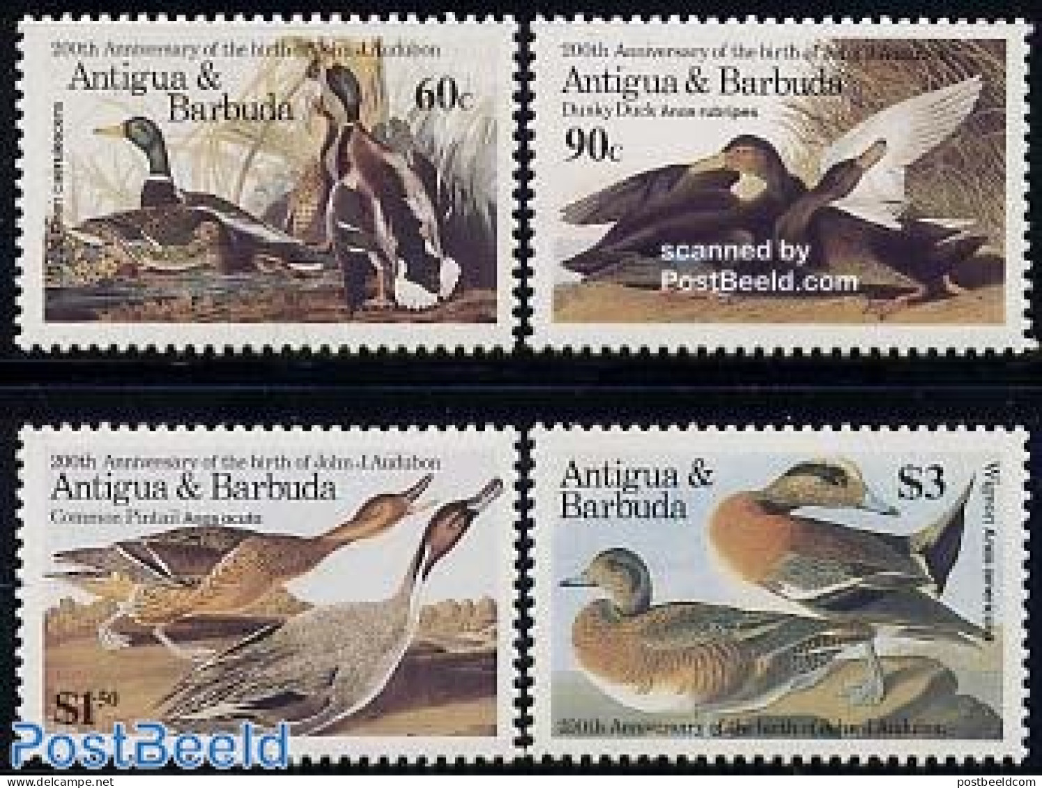Antigua & Barbuda 1986 J.J. Audubon 4v, Mint NH, Nature - Birds - Antigua And Barbuda (1981-...)