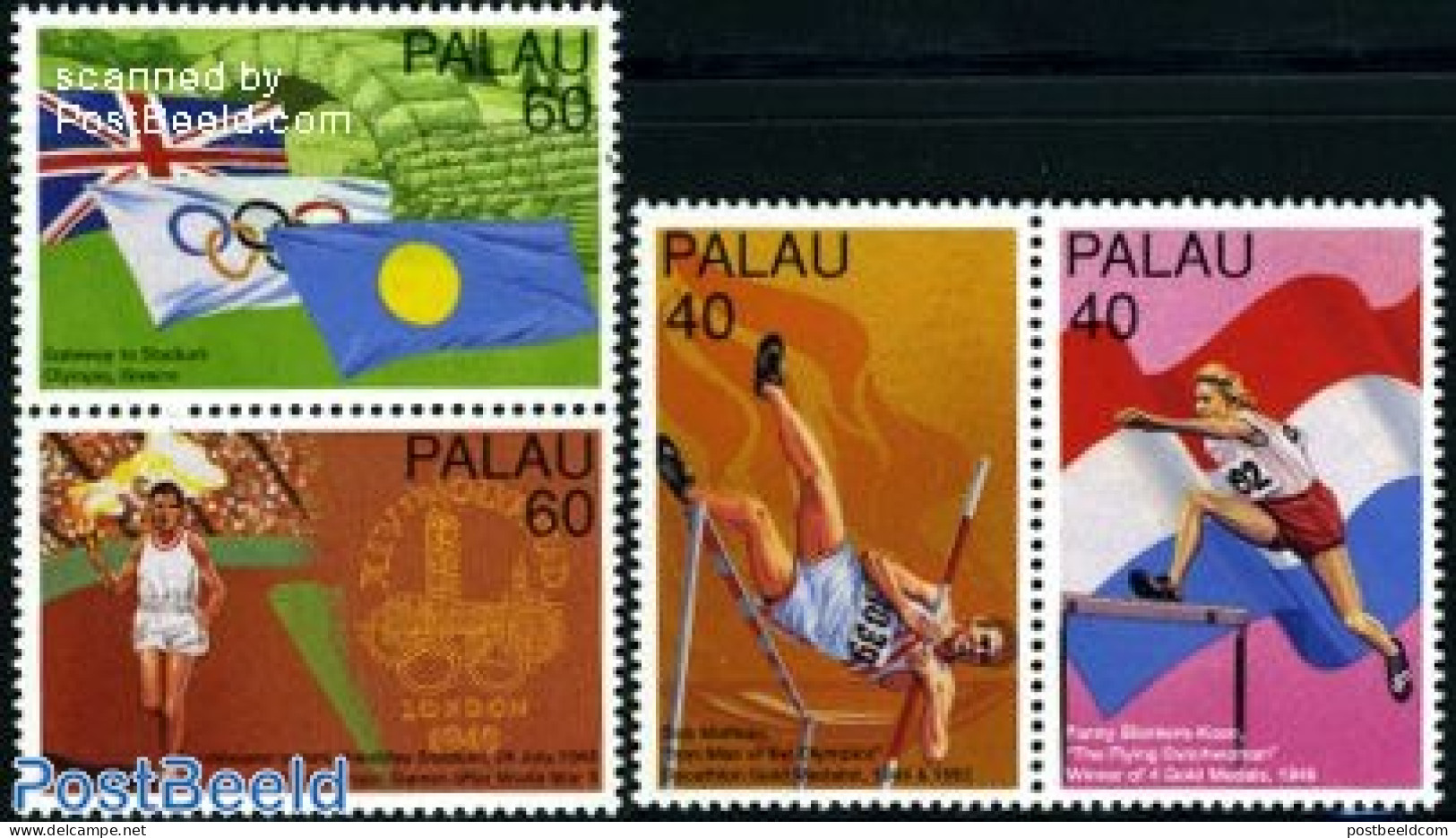 Palau 1996 Olympic Games 2x2v [:], Mint NH, History - Sport - Netherlands & Dutch - Athletics - Olympic Games - Geographie