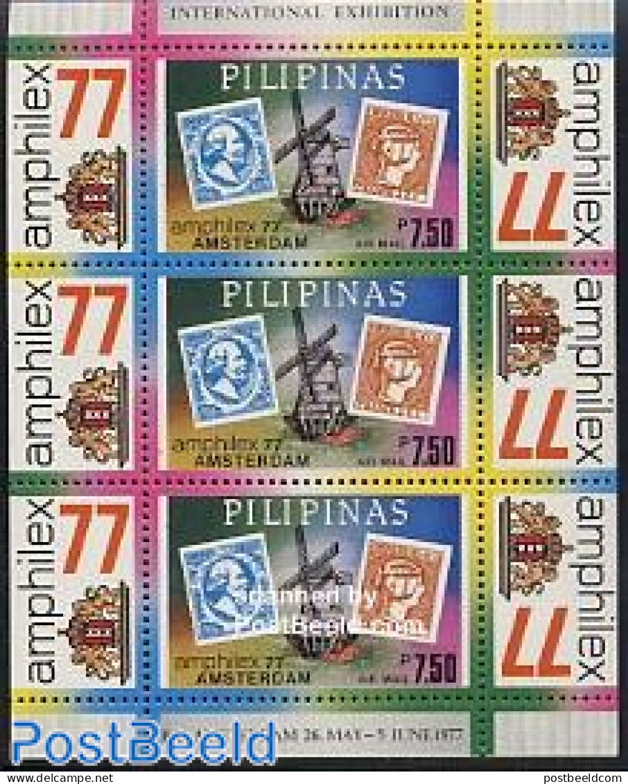 Philippines 1977 Amphilex 77 S/s, Mint NH, History - Various - Coat Of Arms - Netherlands & Dutch - Stamps On Stamps -.. - Geographie
