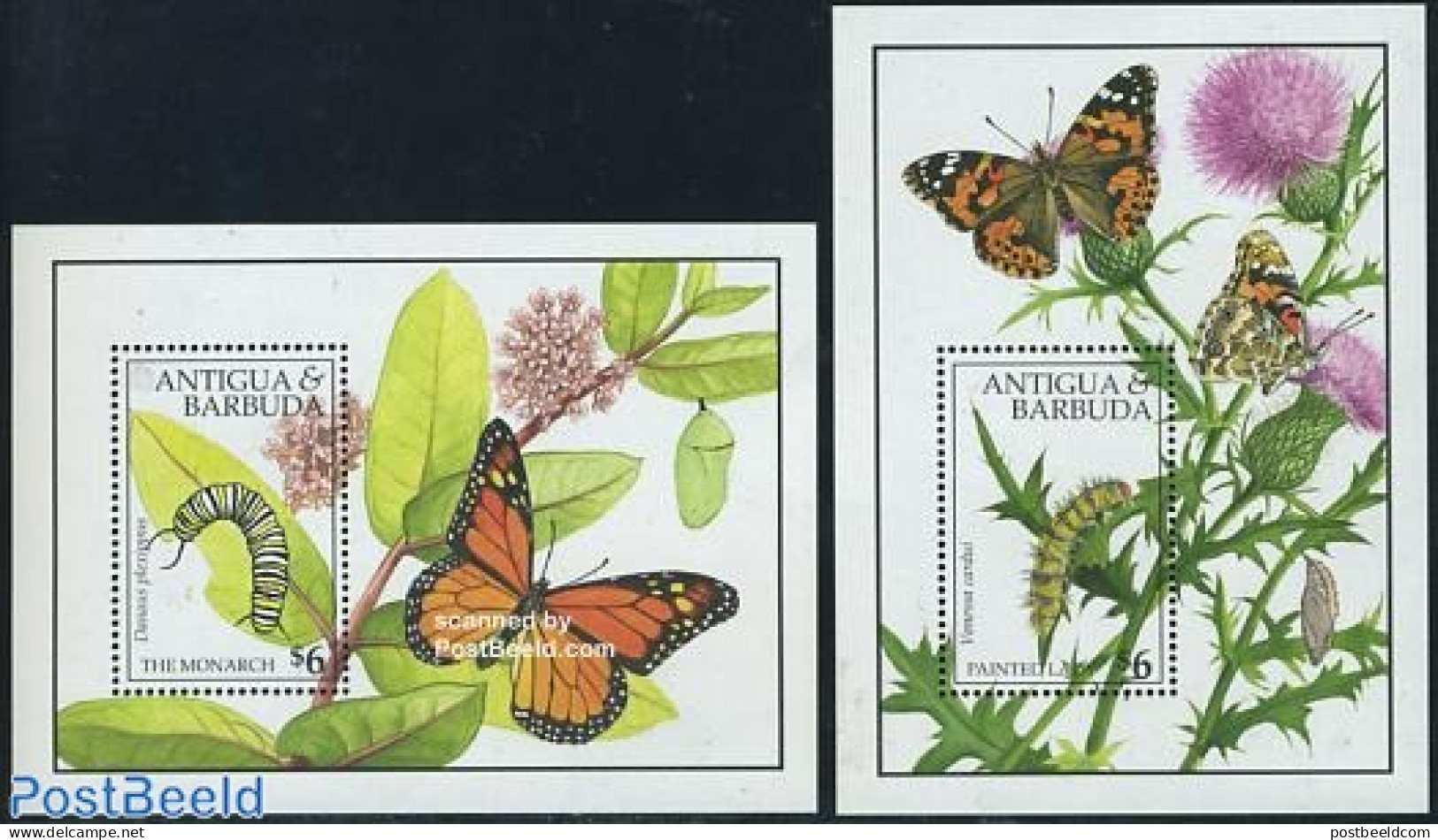 Antigua & Barbuda 1991 Butterflies 2 S/s, Mint NH, Nature - Butterflies - Antigua And Barbuda (1981-...)