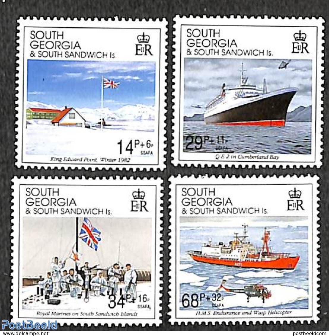 South Georgia / Falklands Dep. 1992 Liberation Anniversary 4v, Mint NH, History - Transport - Militarism - Helicopters.. - Militaria