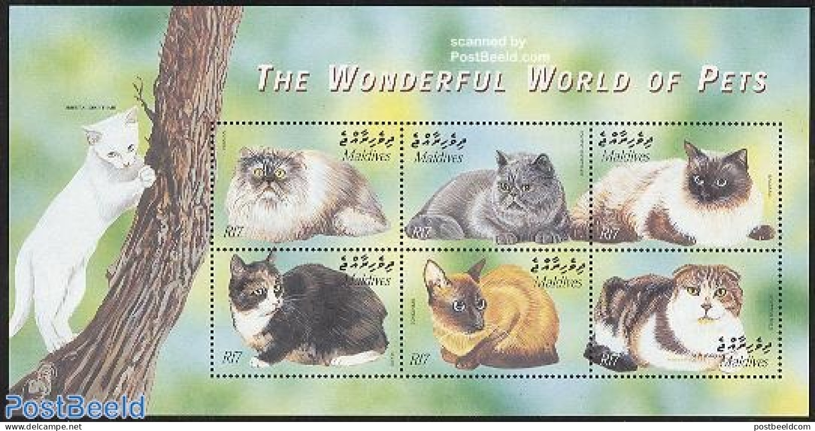 Maldives 2002 Cats 6v M/s, Persian, Mint NH, Nature - Cats - Maldives (1965-...)