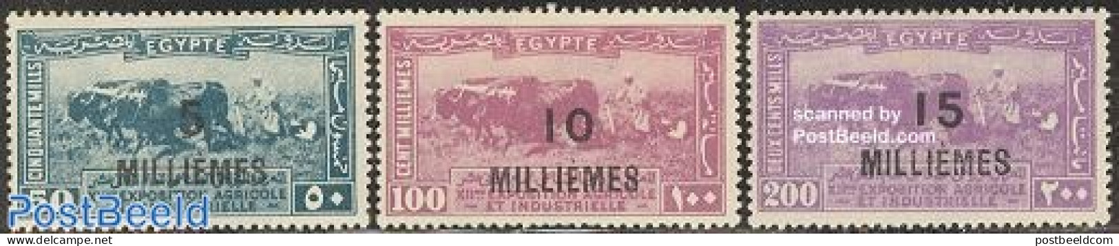 Egypt (Kingdom) 1926 Overprints 3v, Unused (hinged), Nature - Cattle - Unused Stamps