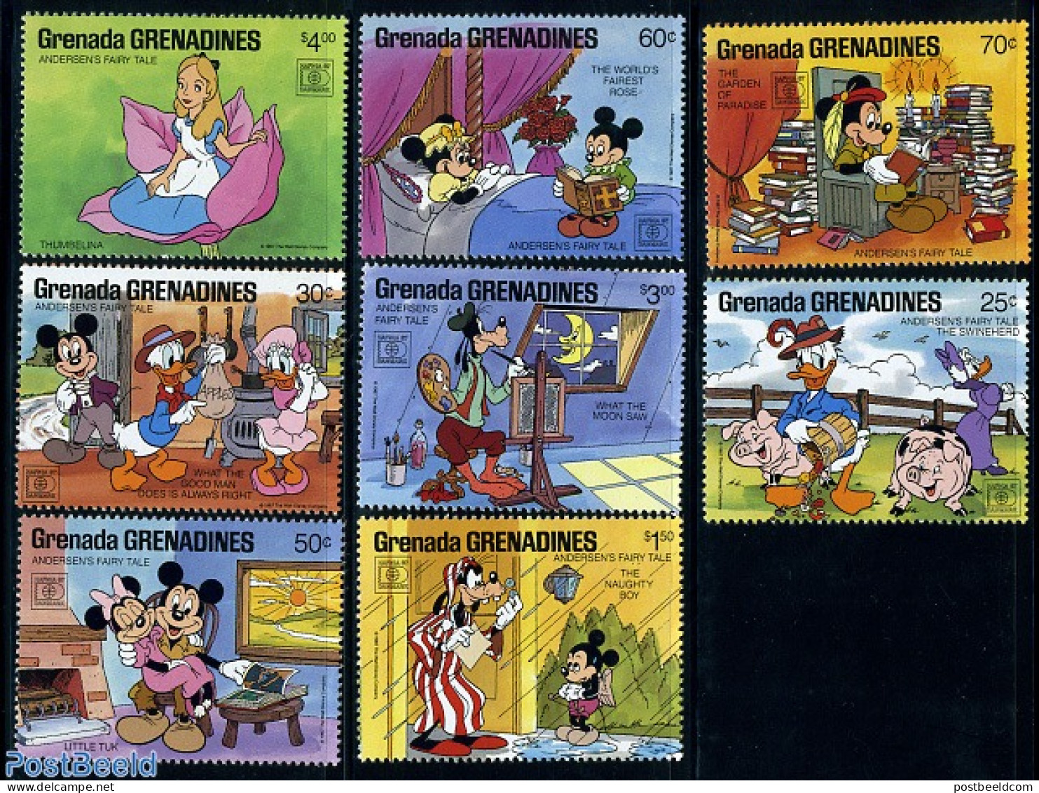 Grenada Grenadines 1987 Hafnia 87, Disney 8v, Mint NH, Art - Disney - Disney