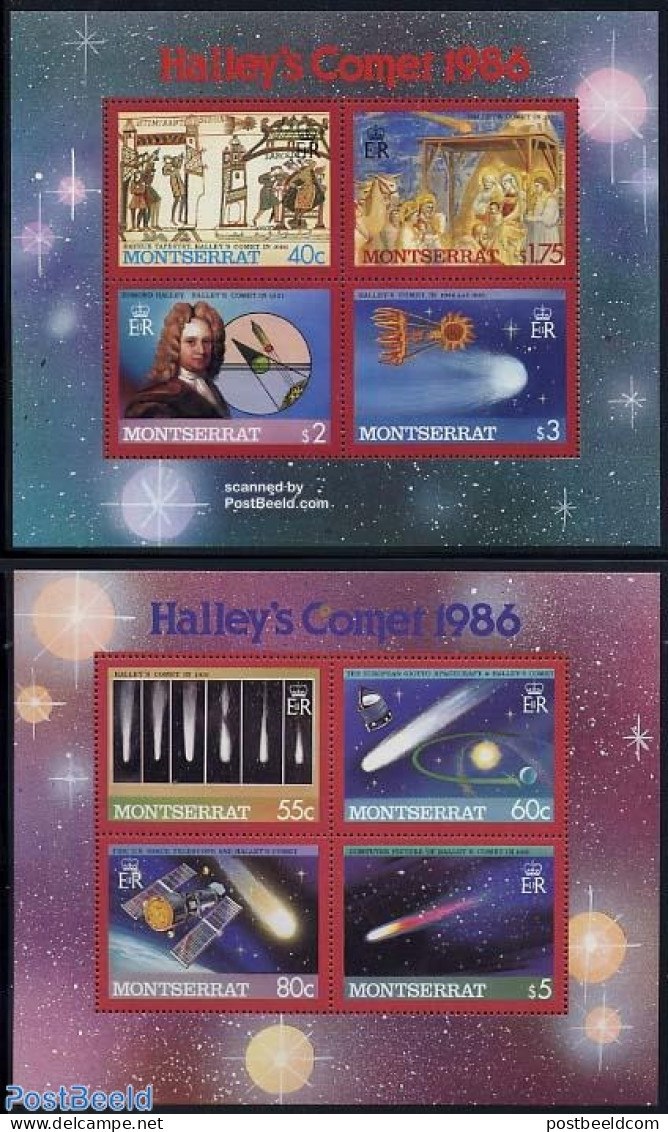 Montserrat 1986 Halleys Comet 2 S/s, Mint NH, Science - Transport - Astronomy - Space Exploration - Halley's Comet - Astrología