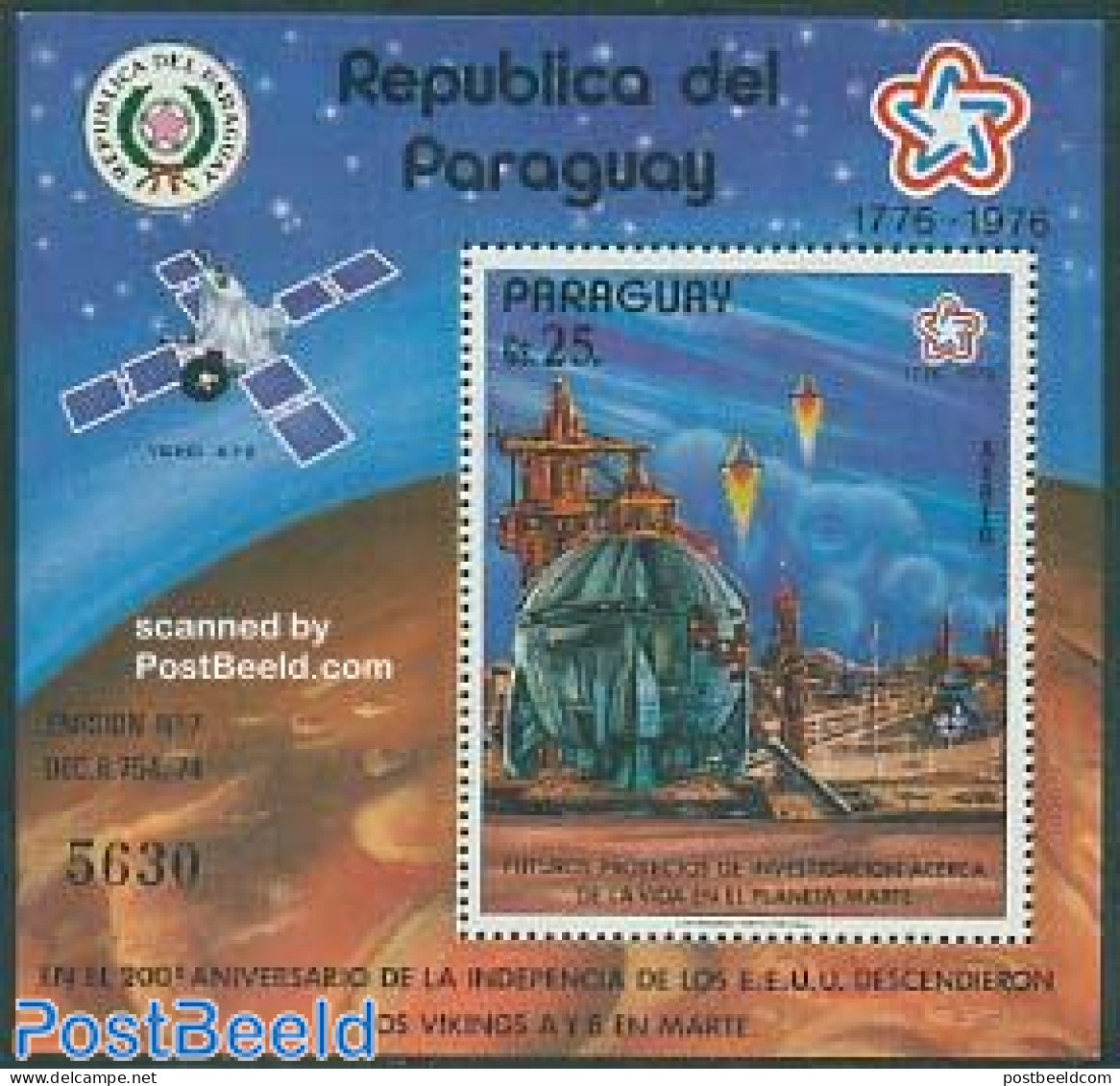 Paraguay 1977 Mars Station S/s, Mint NH, Transport - Space Exploration - Paraguay