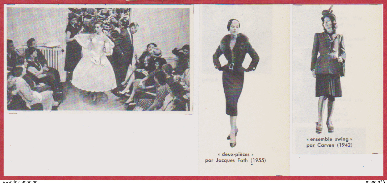 Mode. Christian Dior (1961), "Deux Pièces" Par J Fath (1955) Et "ensemble Swing" Par Carven (1942). Larousse 1960 - Documenti Storici