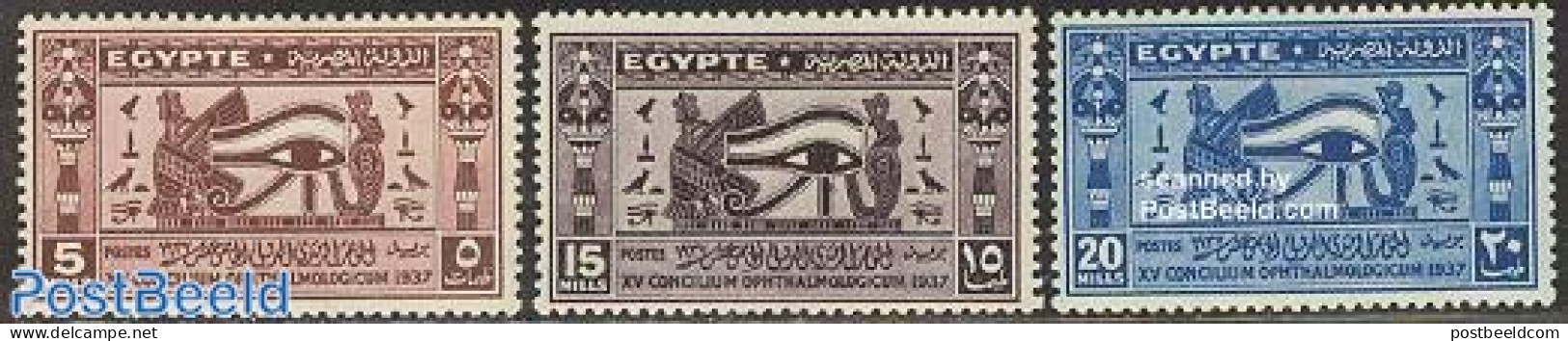 Egypt (Kingdom) 1937 Ophthamologic Congress 3v, Mint NH - Unused Stamps