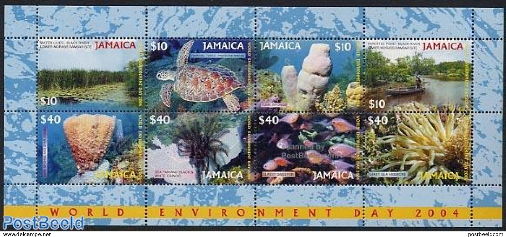 Jamaica 2004 World Environmental Day 8v M/s, Mint NH, Nature - Transport - Environment - Fish - Reptiles - Shells & Cr.. - Environment & Climate Protection