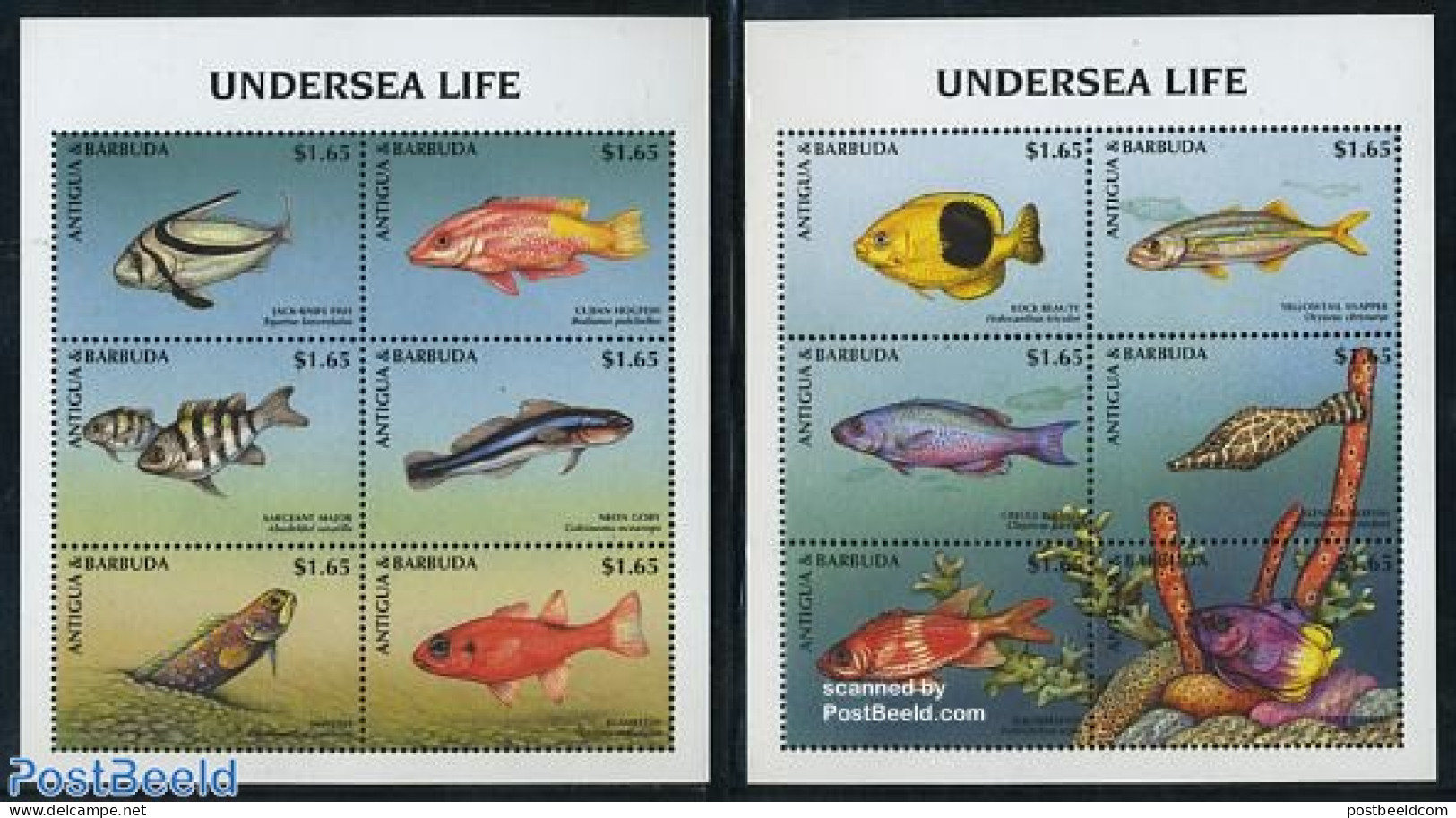 Antigua & Barbuda 1998 Fish 2x6v M/s, Mint NH, Nature - Fish - Fische