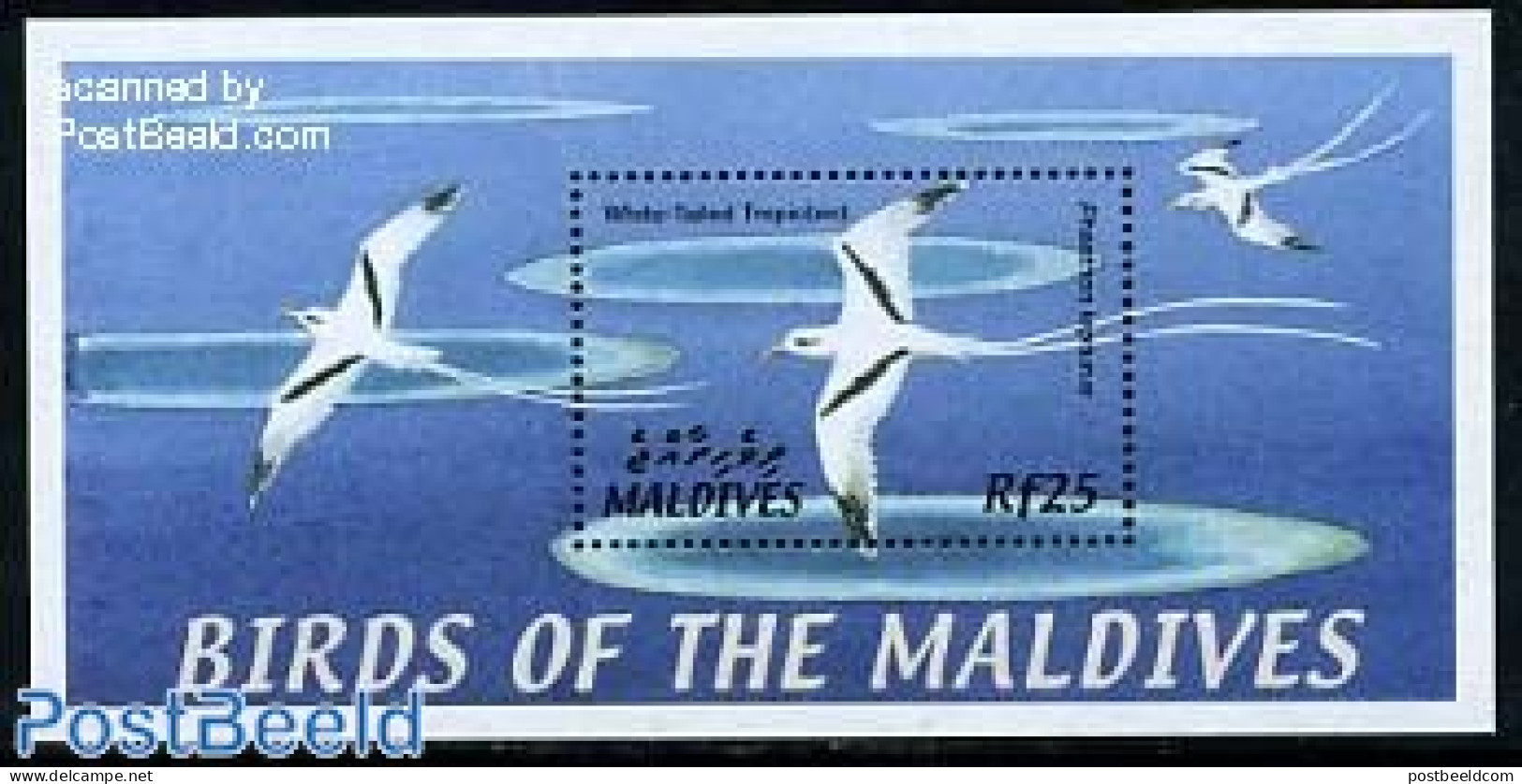 Maldives 2002 WH. Tailed Tropicbird S/s, Mint NH, Nature - Birds - Malediven (1965-...)