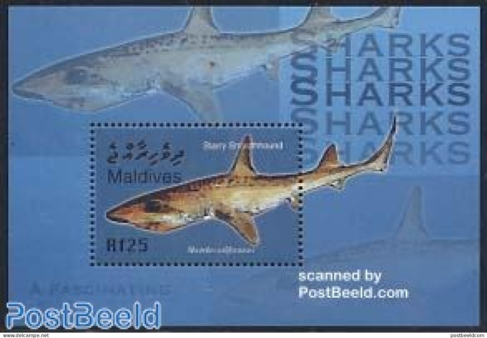 Maldives 2004 Sharks S/s, Starry Smoothhound, Mint NH, Nature - Fish - Sharks - Fishes