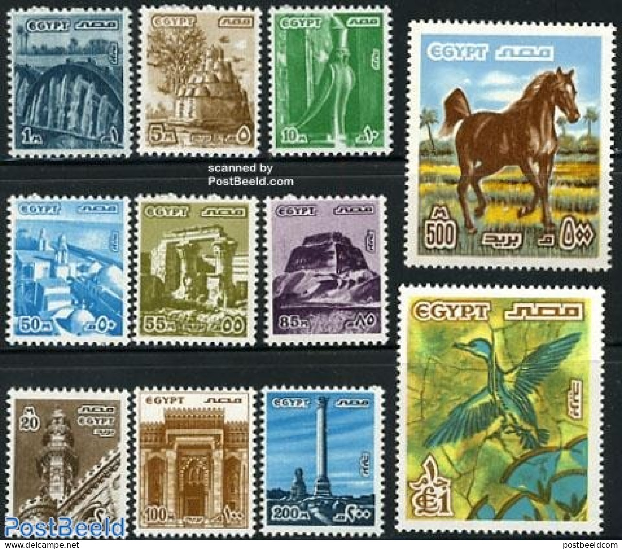 Egypt (Republic) 1978 Definitives 11v, Mint NH, Nature - Birds - Horses - Nuovi