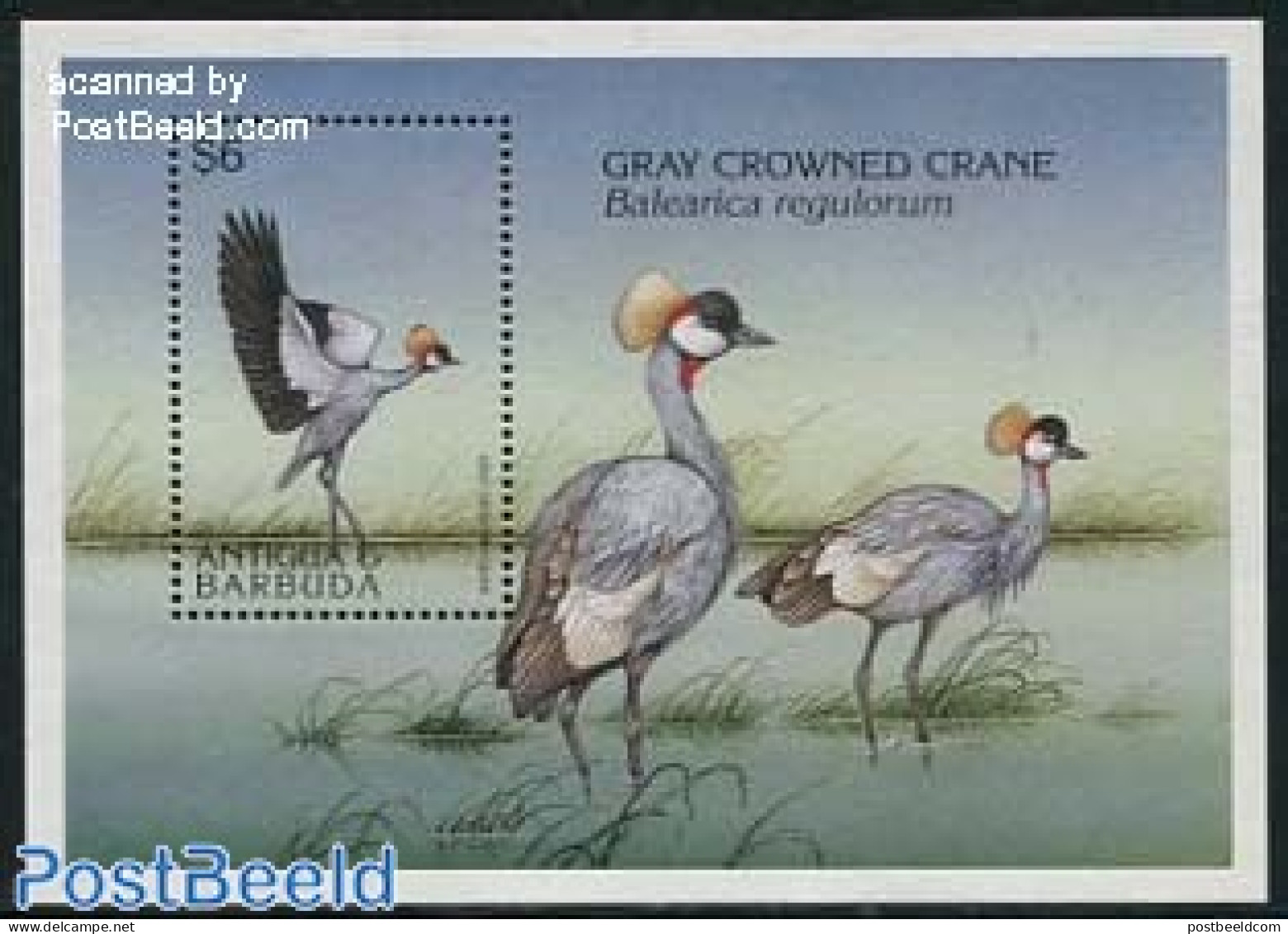 Antigua & Barbuda 1997 Crowned Crane S/s, Mint NH, Nature - Birds - Antigua And Barbuda (1981-...)