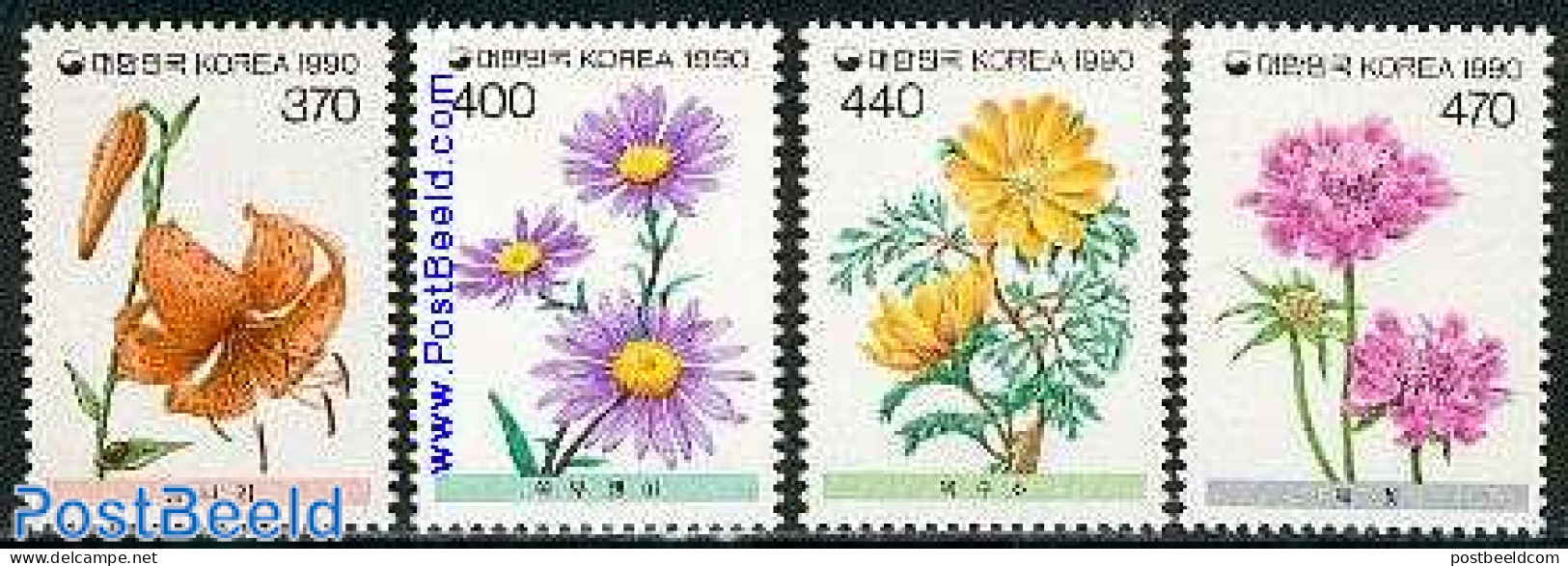 Korea, South 1990 Wild Flowers 4v, Mint NH, Nature - Flowers & Plants - Corée Du Sud