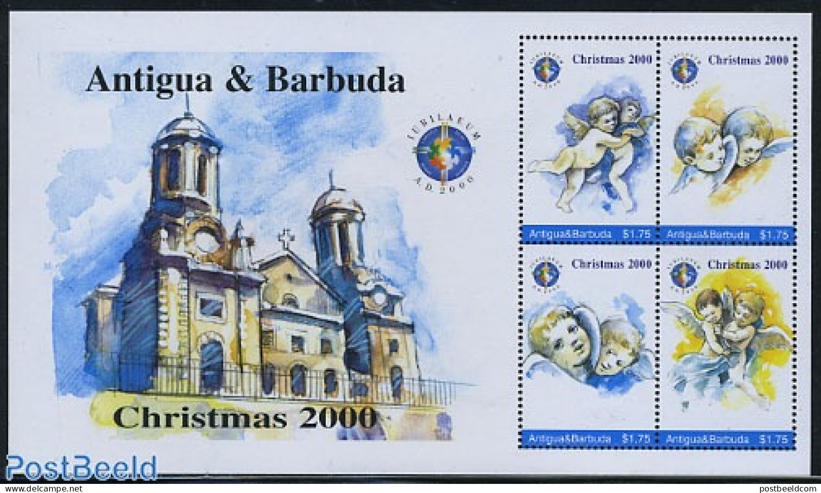 Antigua & Barbuda 2000 Christmas 4v M/s, Mint NH, Religion - Christmas - Noël