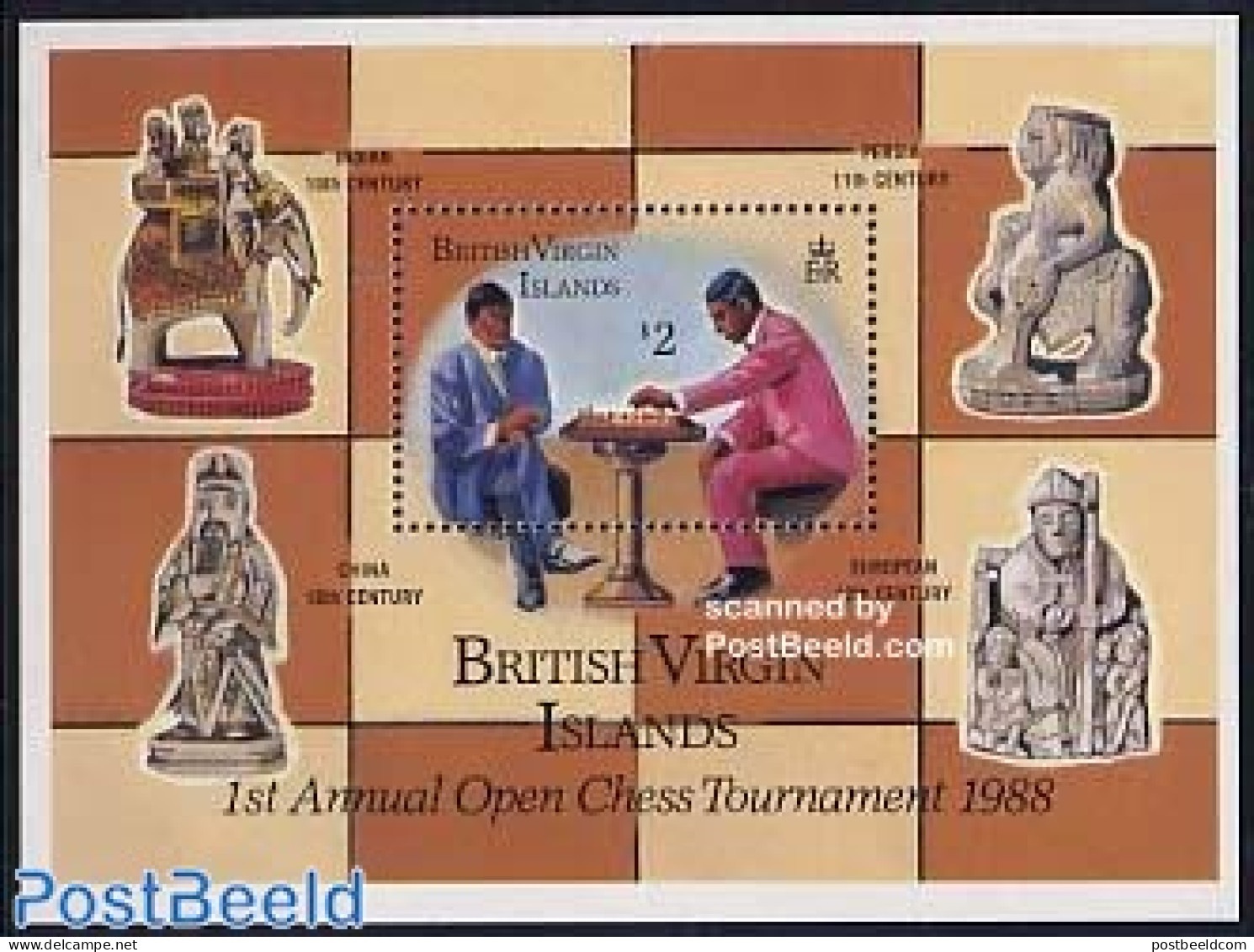 Virgin Islands 1988 Chess S/s, Mint NH, Nature - Sport - Elephants - Chess - Schaken