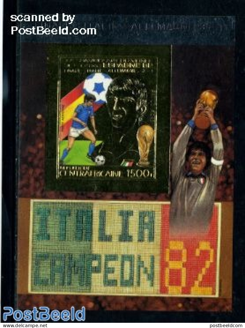 Central Africa 1983 World Cup Football S/s Imperforated, Gold, Mint NH, Sport - Football - Centraal-Afrikaanse Republiek