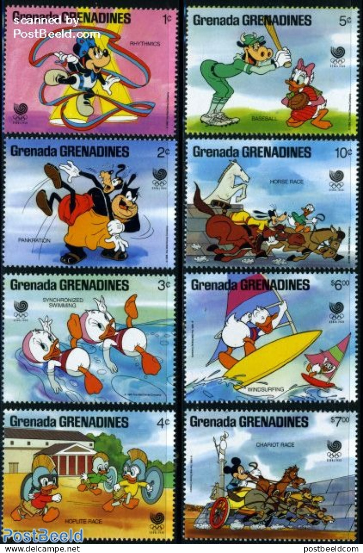 Grenada Grenadines 1988 Olympic Games, Disney 8v, Mint NH, Sport - Olympic Games - Art - Disney - Disney