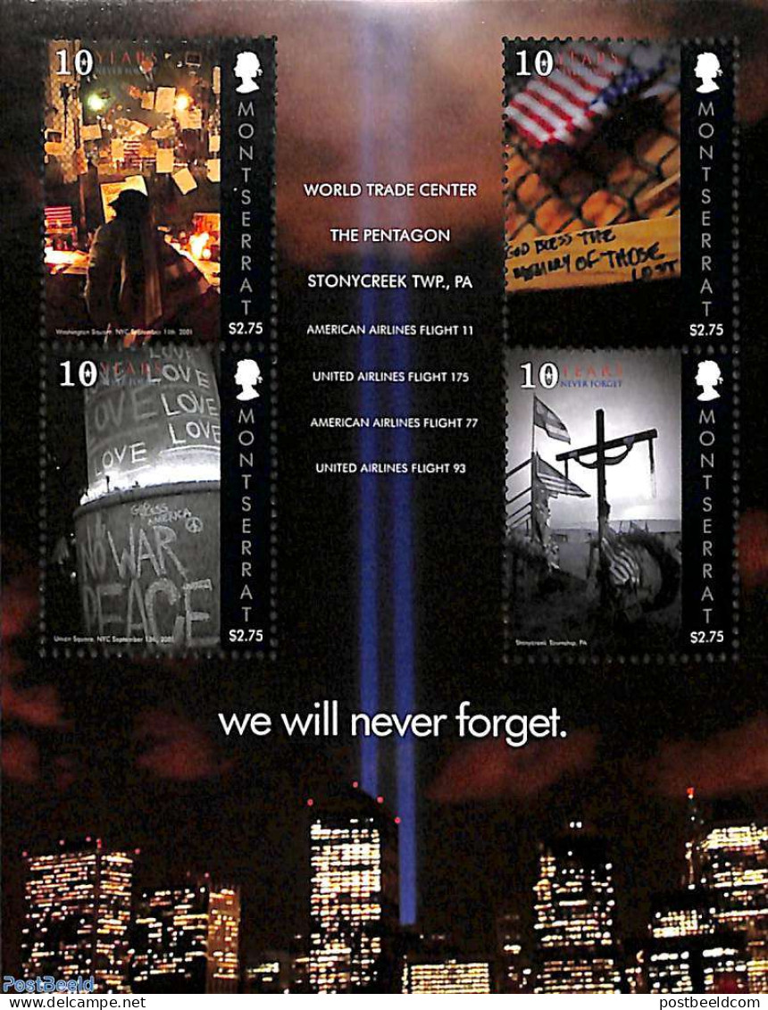 Montserrat 2011 WTC Attack Of 2001 4v M/s, Mint NH - Sonstige & Ohne Zuordnung