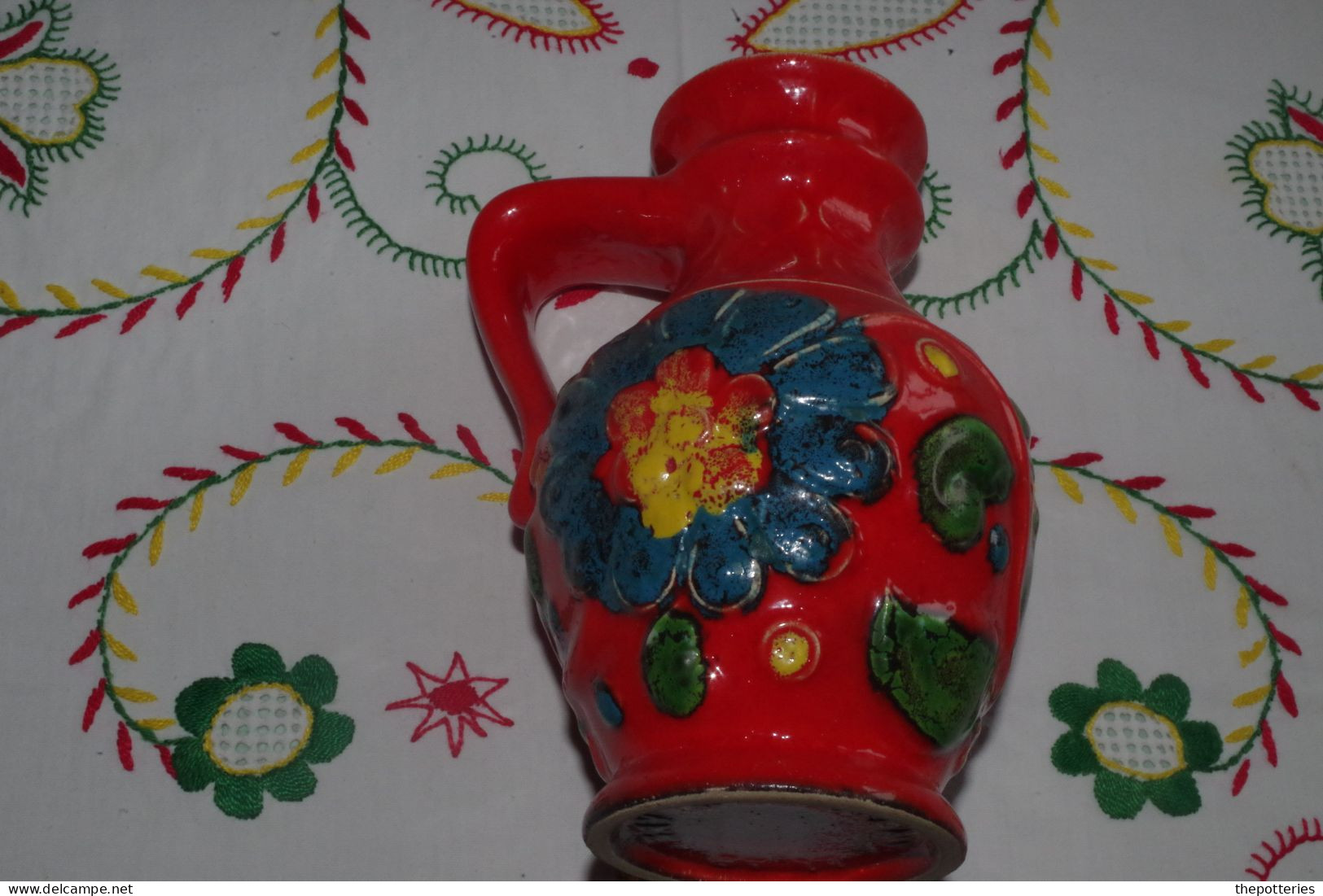 C/ Vase Pichet W Germany Scheurich (1945-1960) Rouge Sang De Boeuf  Ref 87 17 Le Vallauris Allemand Céramique Ceramic - Other & Unclassified