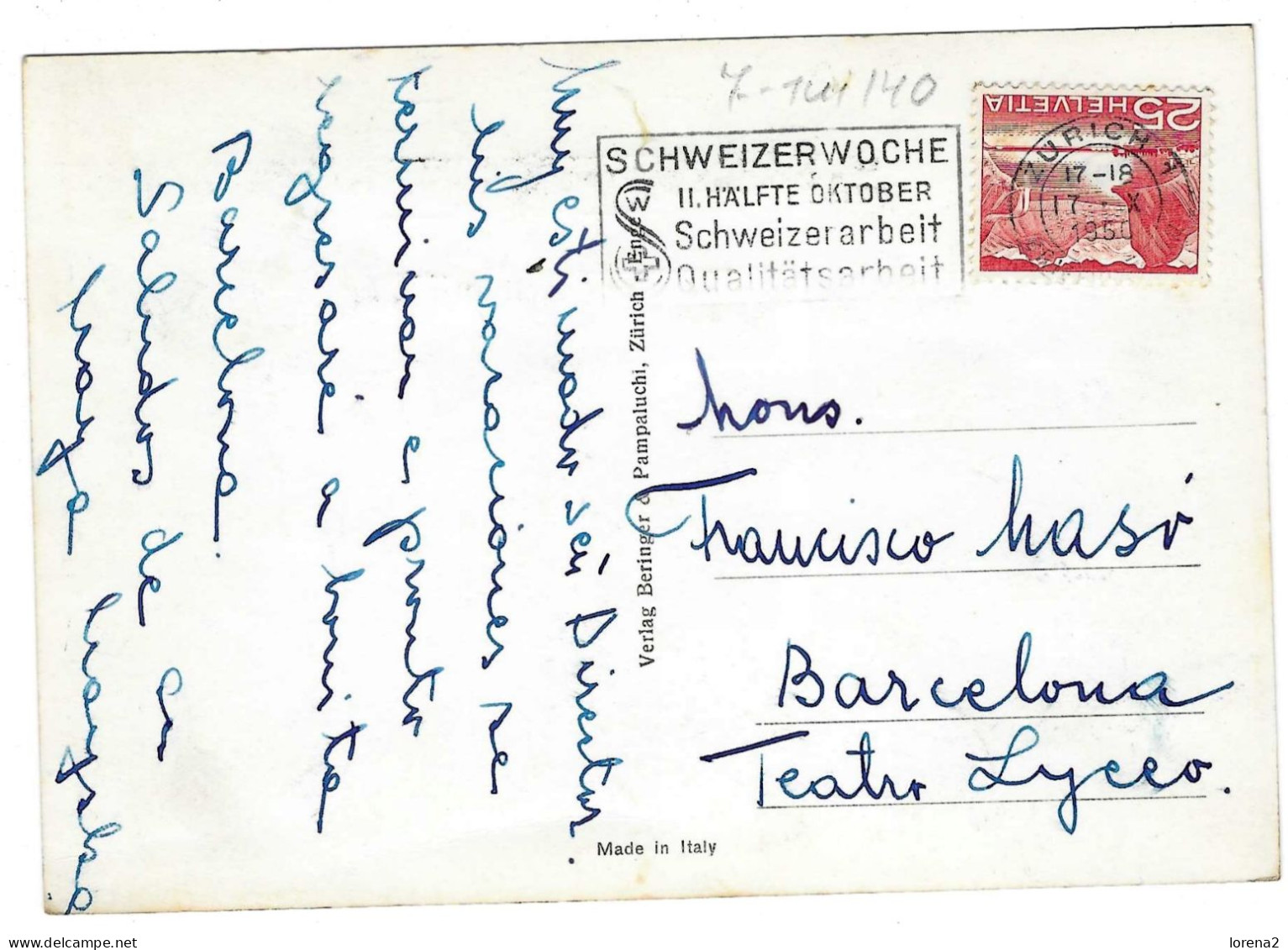 Postal Zurich. 7-sui140 - Sonstige & Ohne Zuordnung
