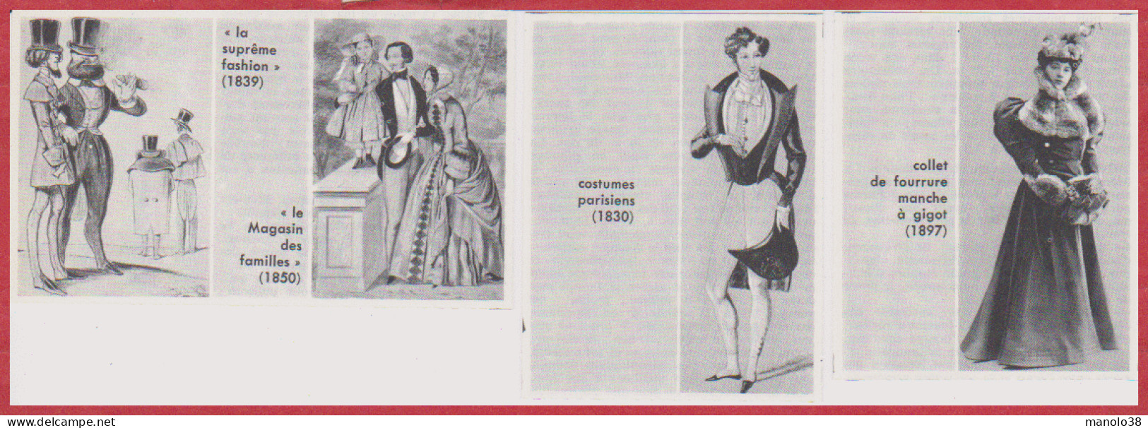 Mode. "suprême Fashion (1939), Magasin Des Familles (1950), Costume Parisien (1830), Fourrure (1897). Larousse 1960 - Documenti Storici