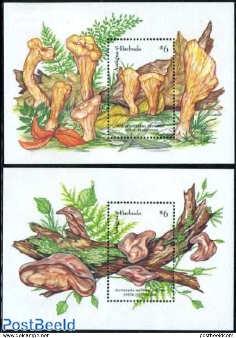 Antigua & Barbuda 1992 Mushrooms 2 S/s, Mint NH, Nature - Mushrooms - Pilze