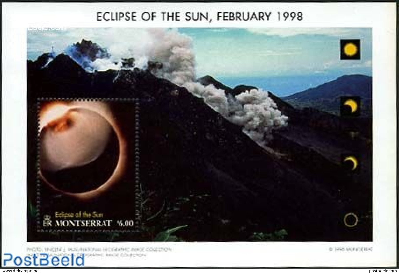 Montserrat 1998 Solar Eclipse S/s, Mint NH, History - Science - Astronomy - Disasters - Astrology