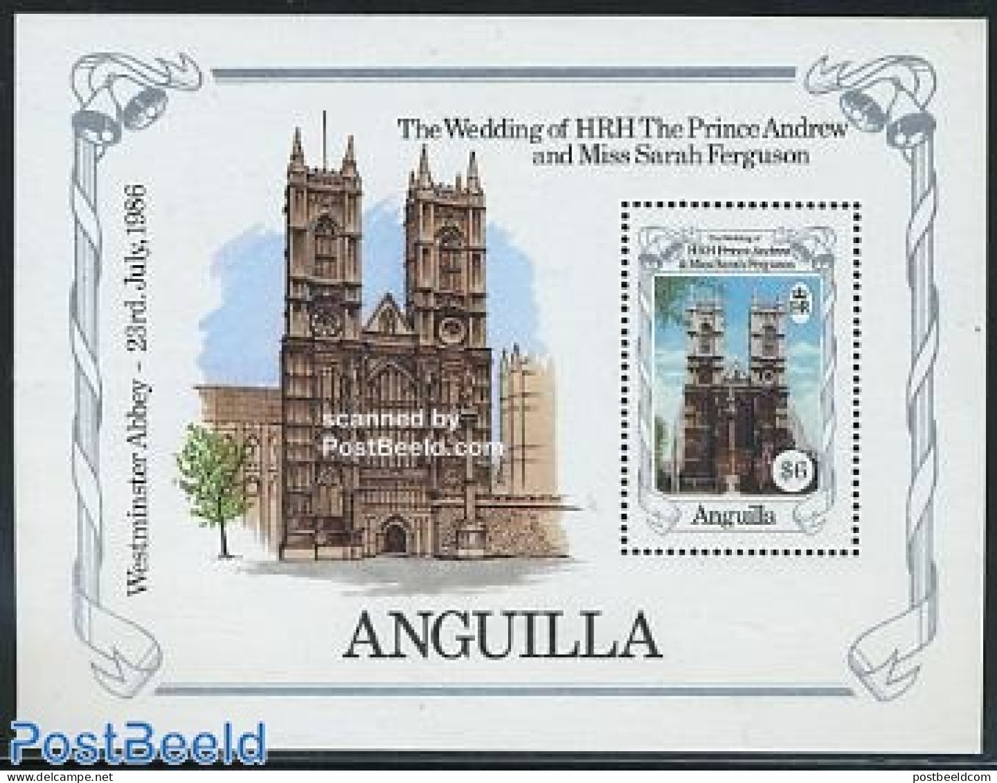 Anguilla 1986 Andrew & Sarah Wedding S/s, Mint NH, History - Kings & Queens (Royalty) - Königshäuser, Adel