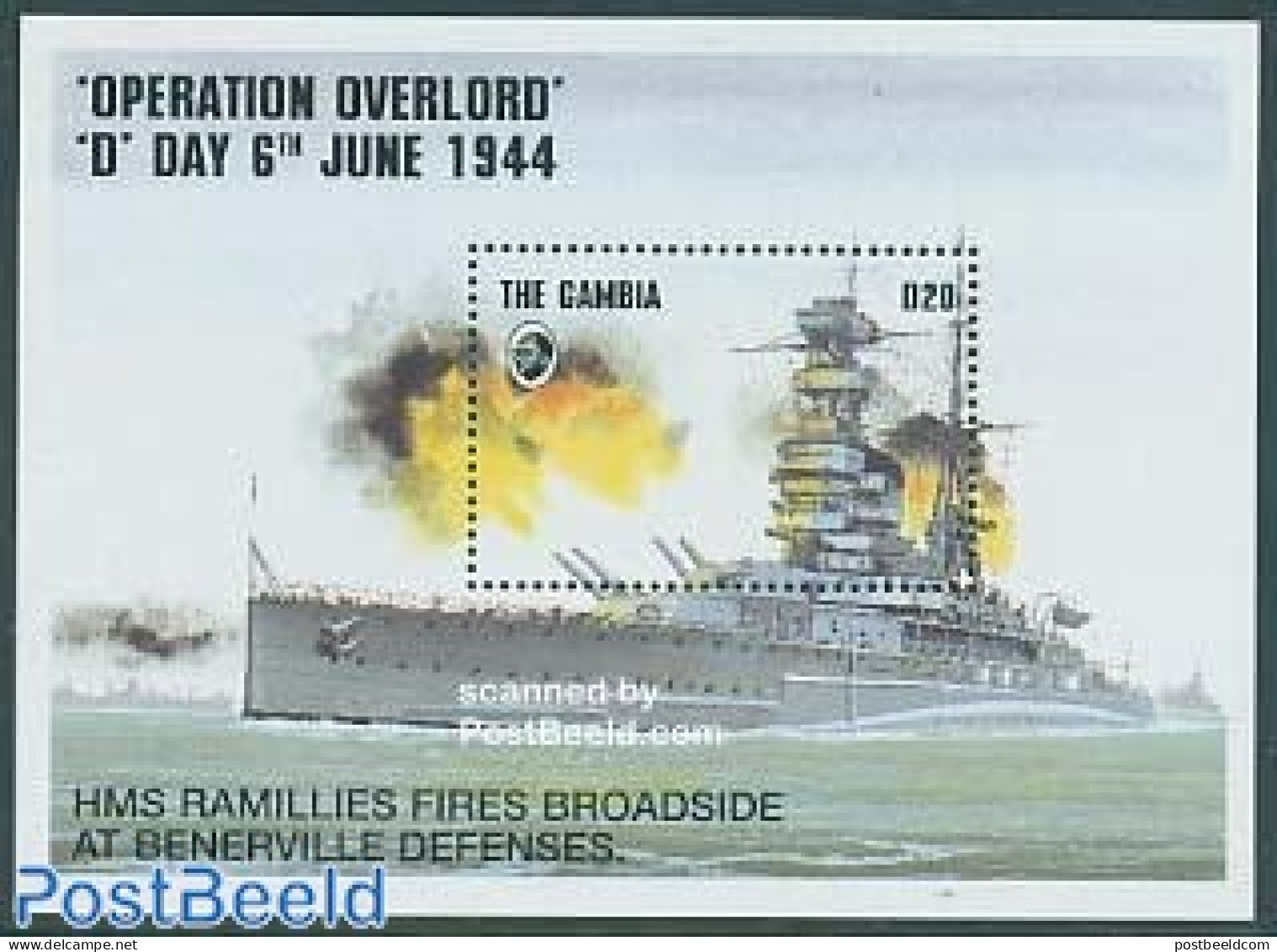 Gambia 1994 D-Day S/s, Mint NH, History - Transport - World War II - Ships And Boats - Guerre Mondiale (Seconde)