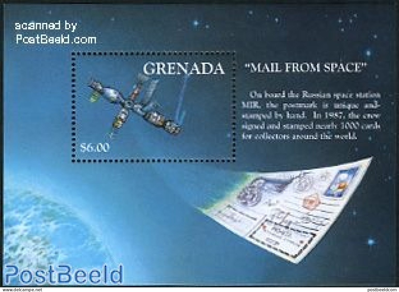 Grenada 2000 125 Years UPU, Space Post S/s, Mint NH, Transport - Stamps On Stamps - U.P.U. - Space Exploration - Briefmarken Auf Briefmarken