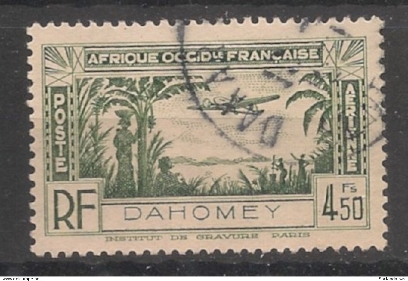 DAHOMEY - 1940 - Poste Aérienne PA N°YT. 3 - Avion 4f50 Vert - Oblitéré / Used - Oblitérés