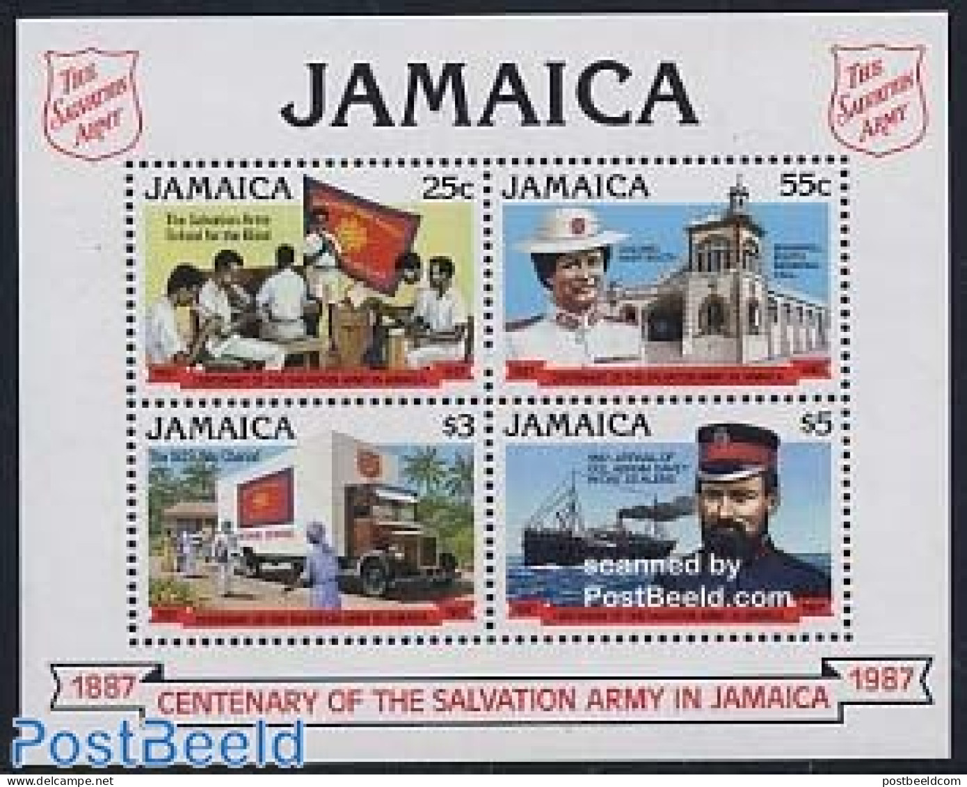 Jamaica 1987 Salvation Army S/s, Mint NH, Transport - Various - Automobiles - Ships And Boats - Salvation Army - Voitures