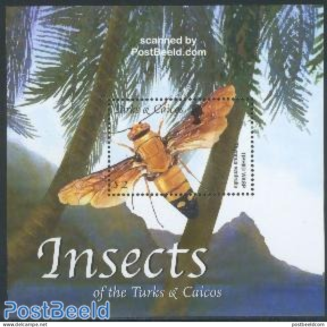Turks And Caicos Islands 2002 Insects S/s, Tiphid Wasp, Mint NH, Nature - Insects - Other & Unclassified