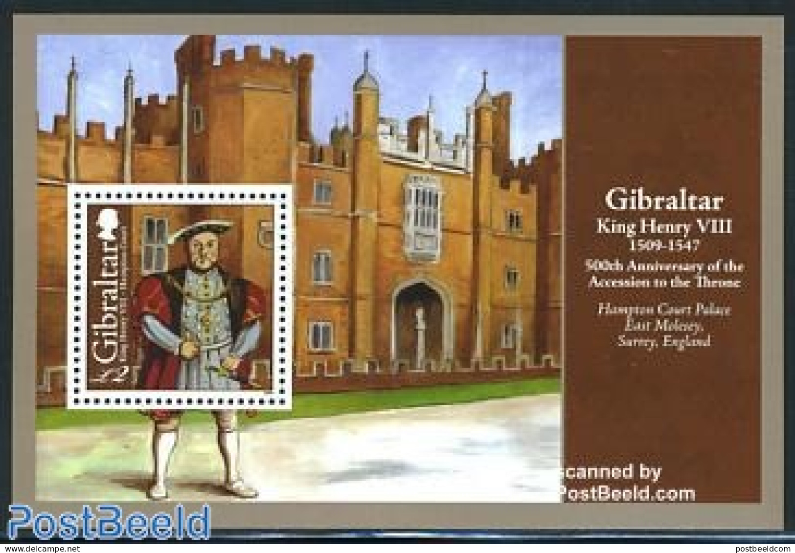 Gibraltar 2009 King Henry VIII 500th Accession Anniv. S/s, Mint NH, History - Kings & Queens (Royalty) - Koniklijke Families