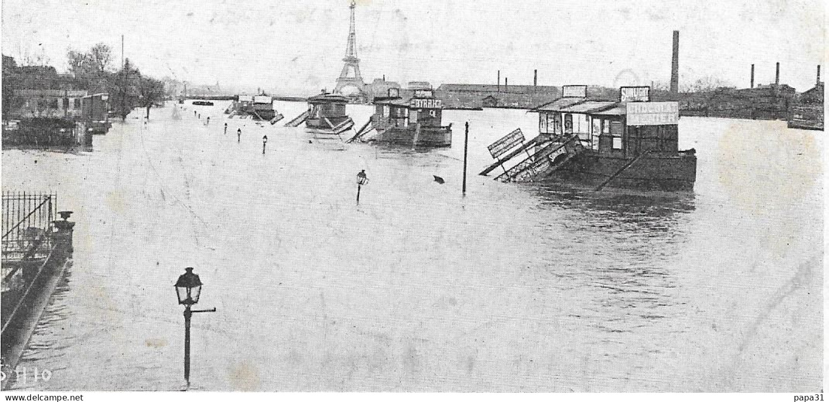 PARIS INONDE (Janvier 1910) - Pontons Des Bateaux Parisiens  Quai D'auteuil - Inondations De 1910