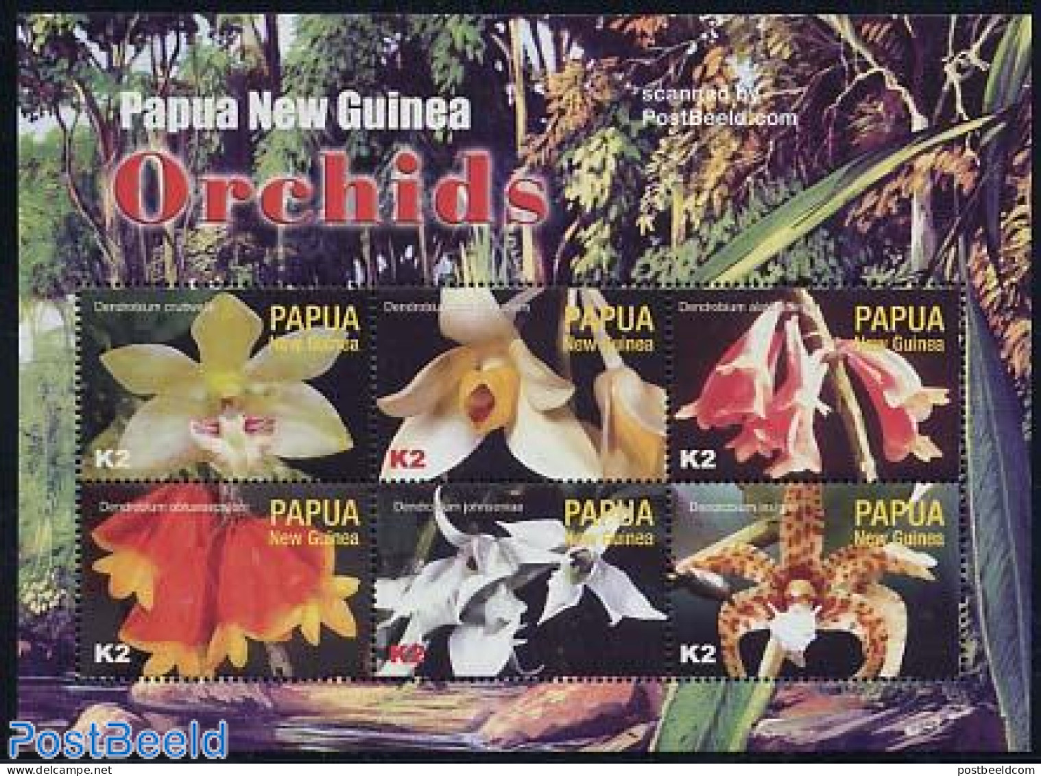 Papua New Guinea 2004 Orchids 6v M/s, Dendrobium Cruttwellii, Mint NH, Nature - Flowers & Plants - Orchids - Papua-Neuguinea