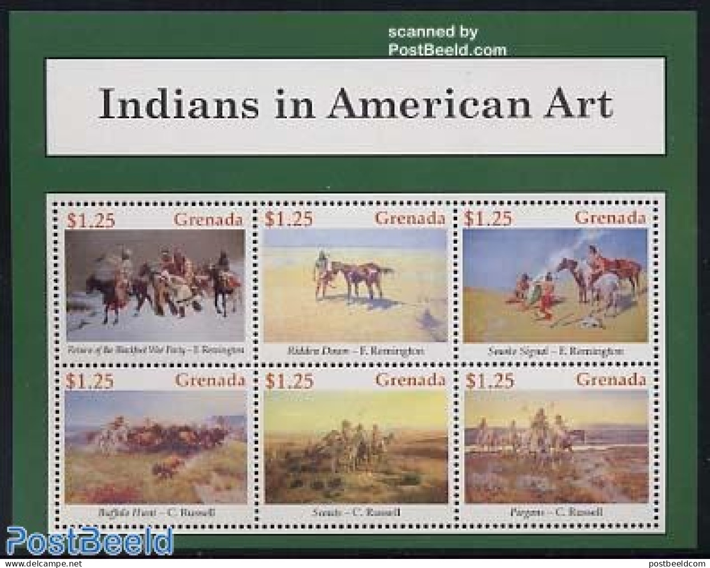 Grenada 2004 Indians 6v M/s, Mint NH, History - Nature - Horses - Other & Unclassified