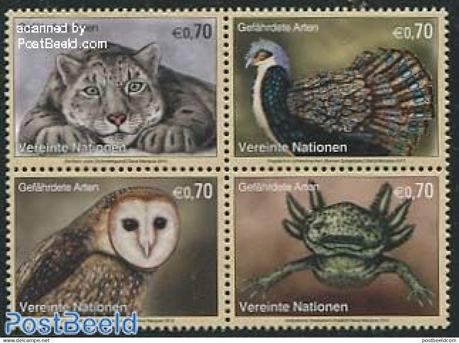 United Nations, Vienna 2012 Endangered Animals 4v [+], Mint NH, Nature - Animals (others & Mixed) - Birds - Cat Family.. - Other & Unclassified