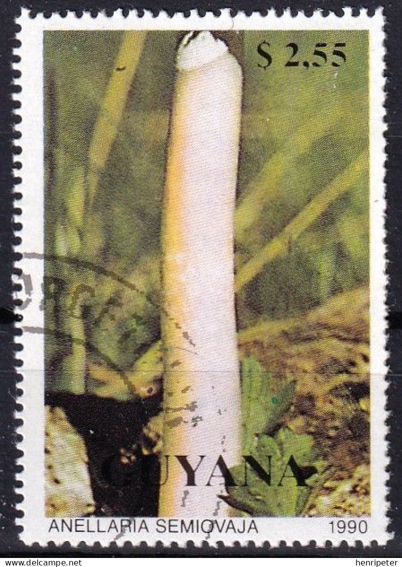 Timbre-poste Dentelé Oblitéré - Champignons Anellaria Semiovaja - N° 2357 (Yvert Et Tellier) - Guyana 1990 - Guyana (1966-...)